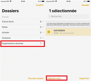 Note - Suppressions récentes