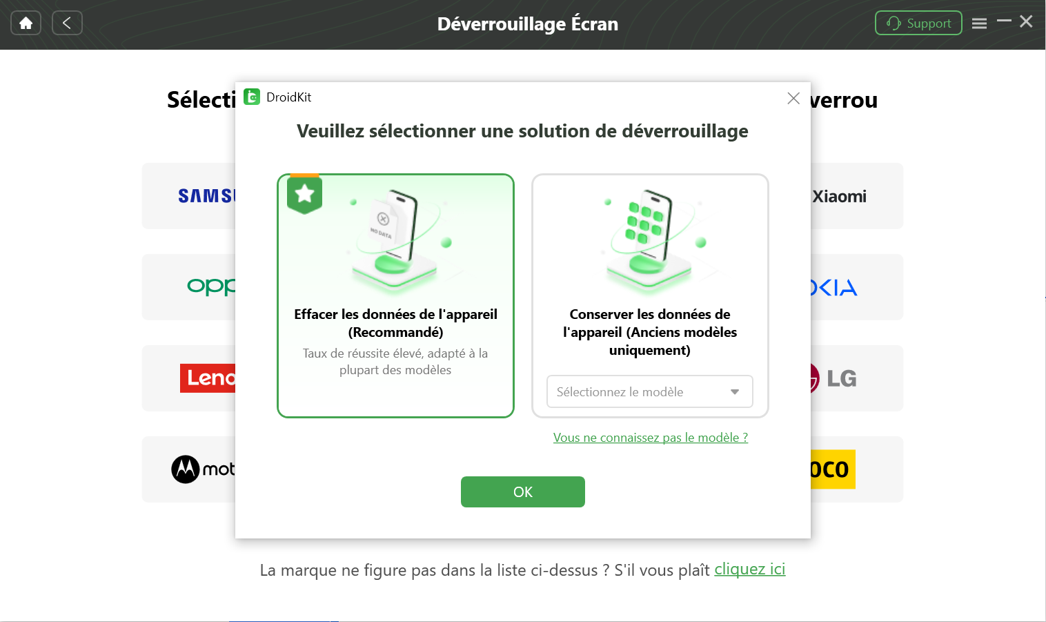 Choisir l’option Effacer les données de l’appareil