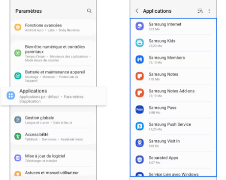 Aller dans « Applications »