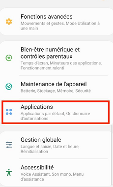 Cliquez sur « Applications »