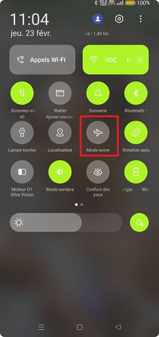 Vérifier le mode avion
