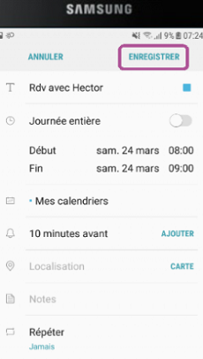 Cliquez sur « Rappel »