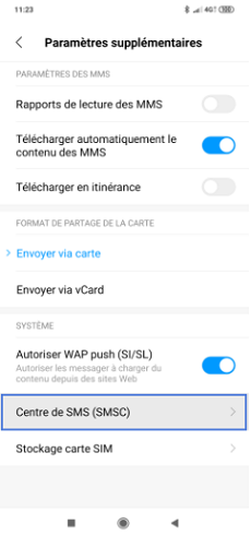 Centre de messages SMSC