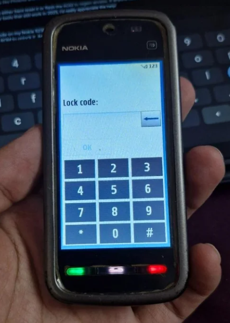 Écran de verrouillage Nokia demandant un code PIN oublié