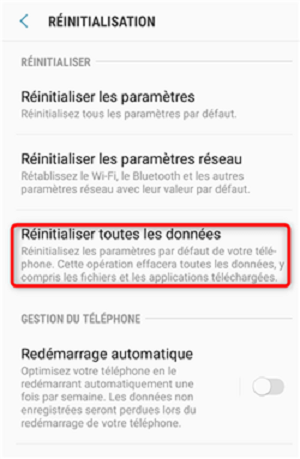 Réinitialiser toutes les données 