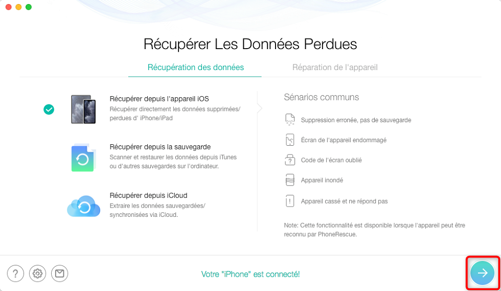 Récupérer depuis l’appareil iOS