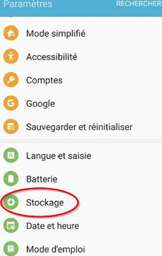 Vérifier l’espace de stockage