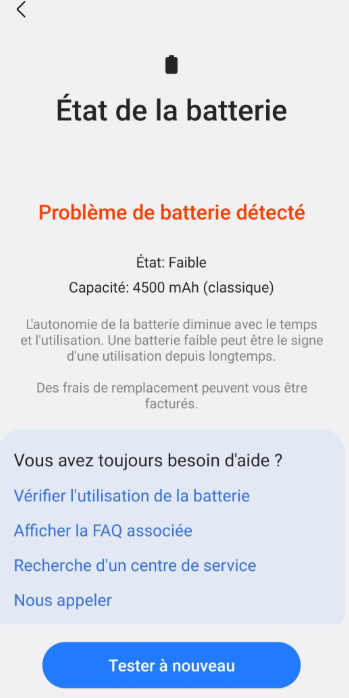 Vérifier l’état de la batterie Samsung avec Samsung Members