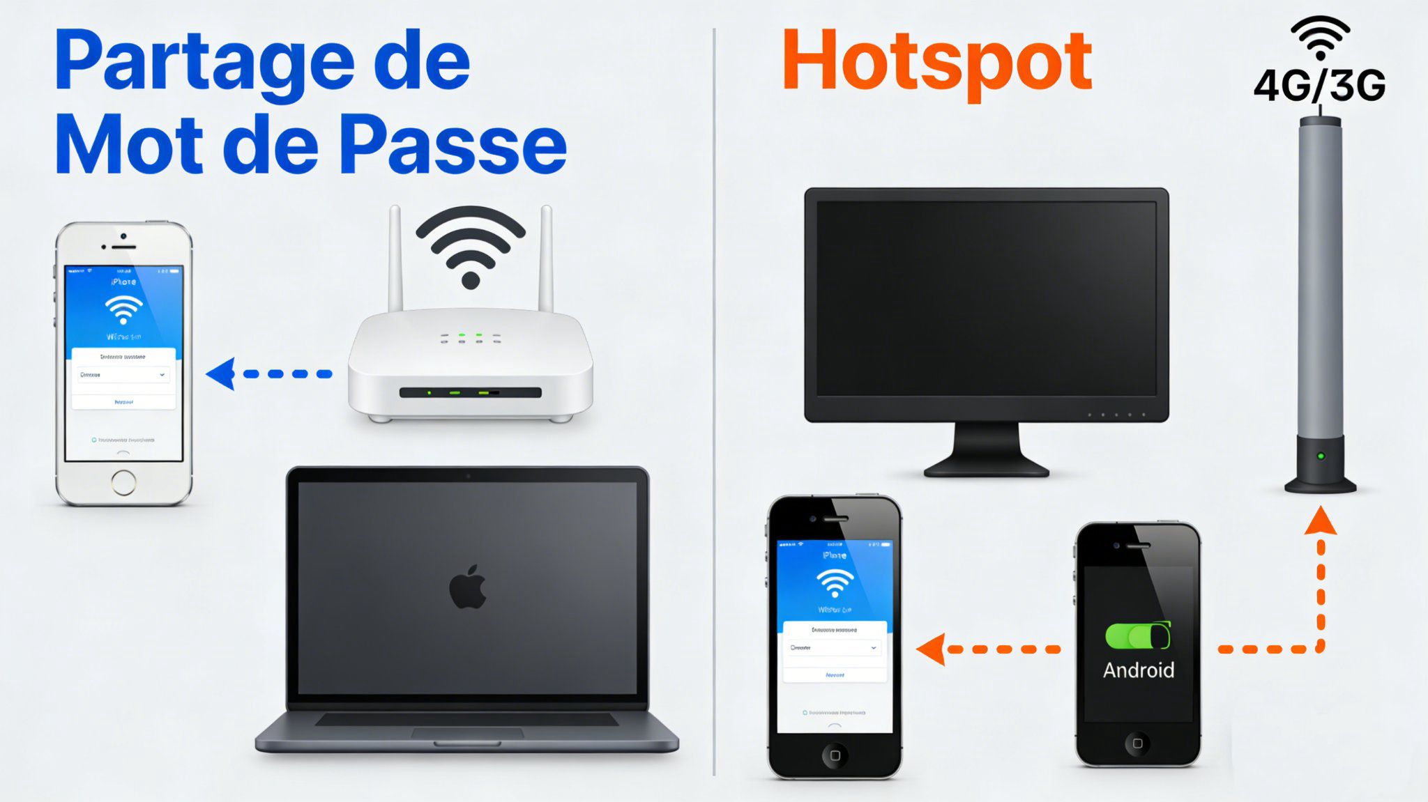 La différence entre le partage de mot de passe Wi-Fi et le hotspot iPhone