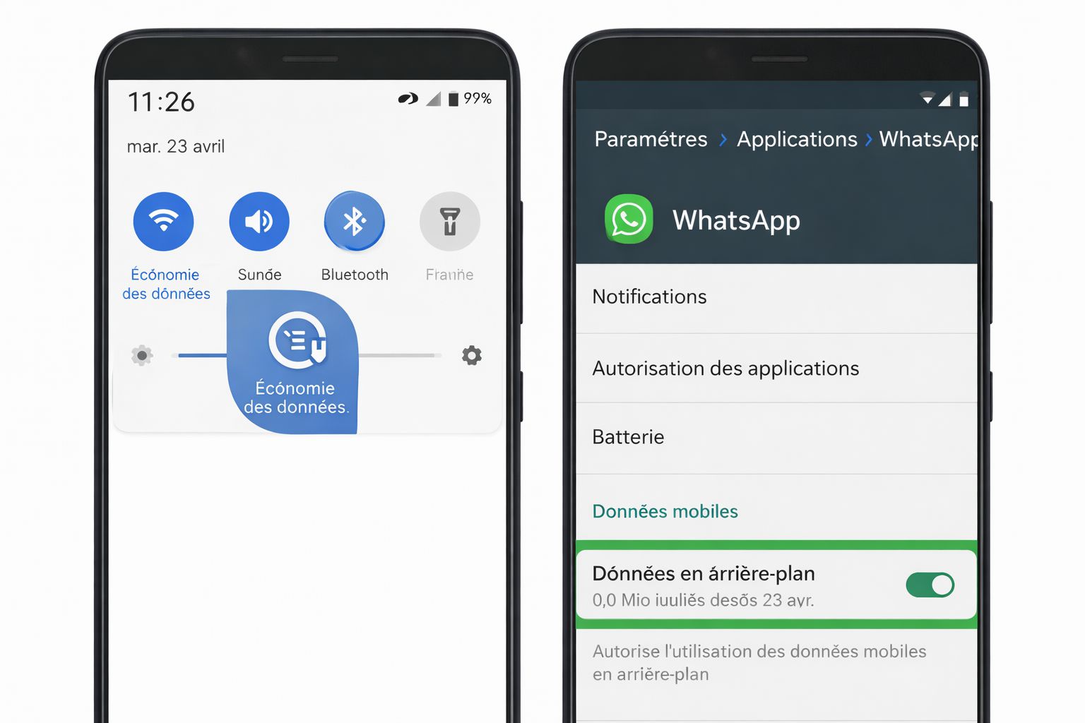Capture d'écran scindée d'un écran Android