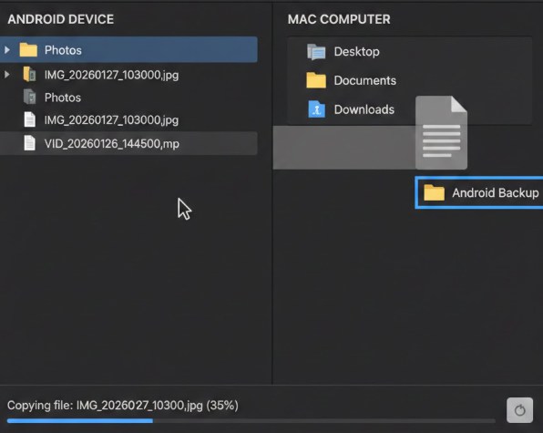 OpenMTP pour transfert Android Mac