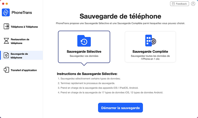 Présentation de la sauvegarde téléphonique PhoneTrans
