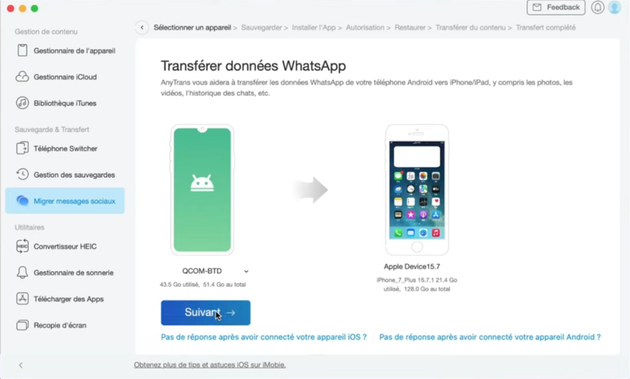 Transférer WhatsApp de mon ancien iPhone vers mon nouvel iPhone