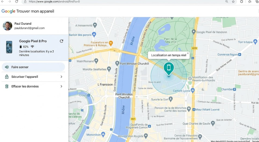 Localisation d'un smartphone Android 