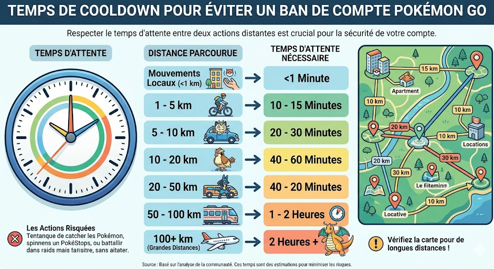 Tableau des temps de cooldown pour éviter un ban