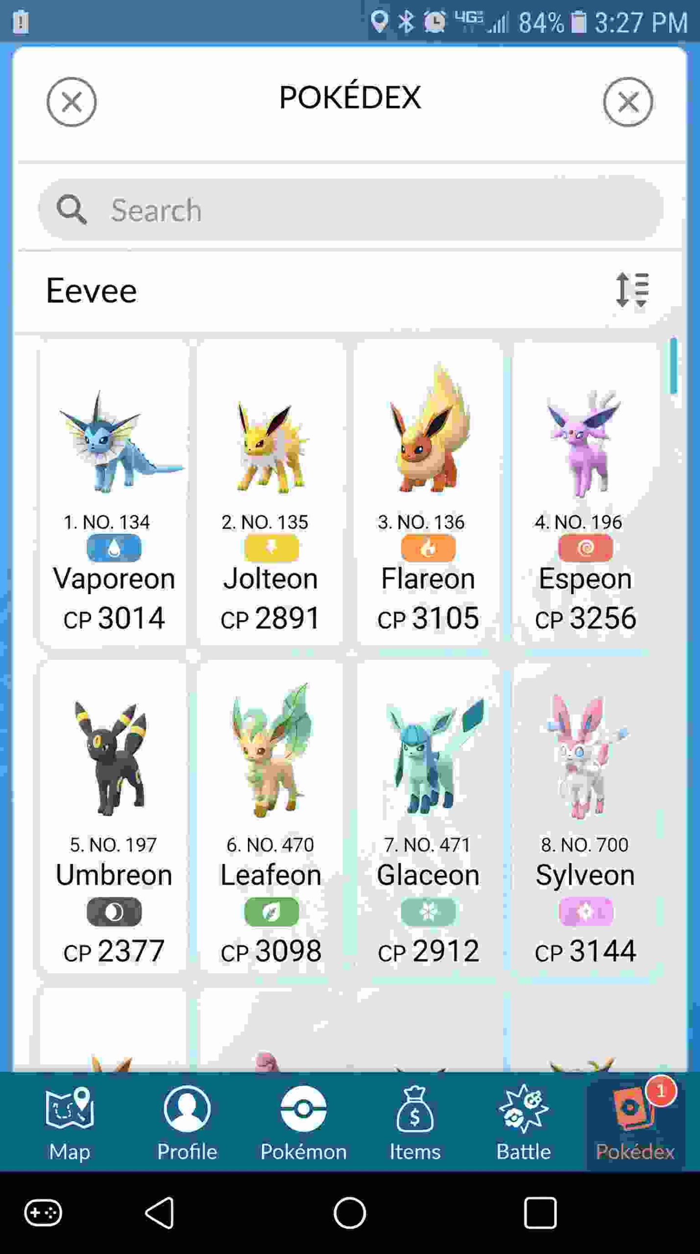 Toutes les évolutions d'Évoli dans Pokémon GO