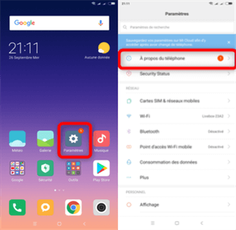 Ouvrir les paramètres Xiaomi