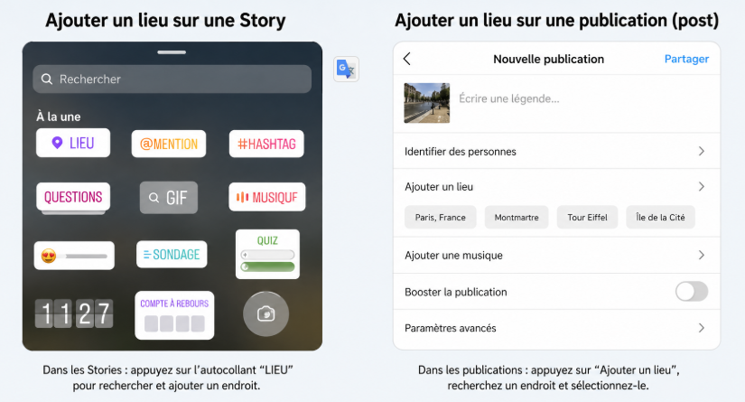ajouter localisation Instagram sur une story et une publication