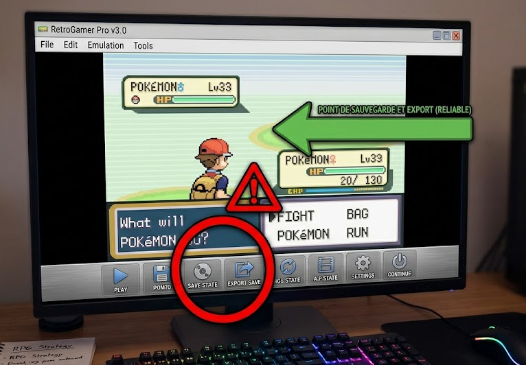 comment utiliser la fonction de sauvegarde sur un émulateur Pokémon