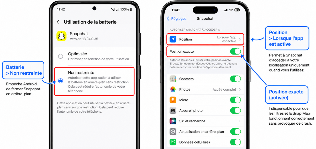 Paramètres système Android et iOS à modifier