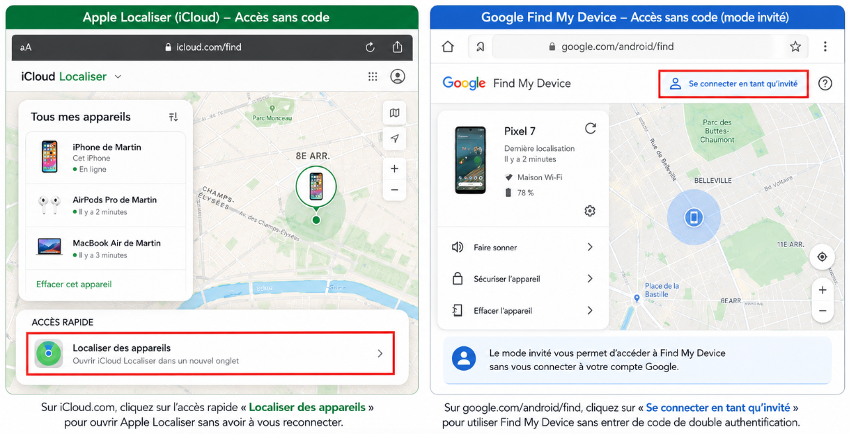 Comment accéder à Apple Localiser et Google Find My Device