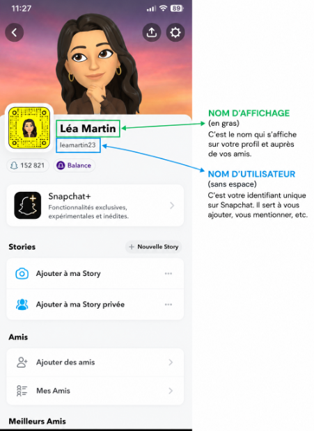 Différence entre les noms de profil