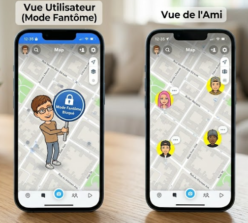 Mode Fantôme sur l'interface de la carte Snapchat