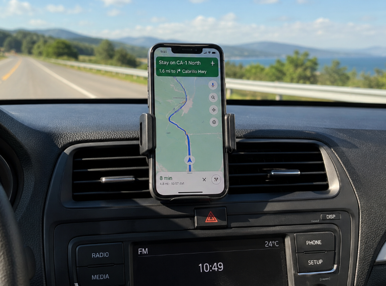 Positionnement idéal d'un smartphone en voiture