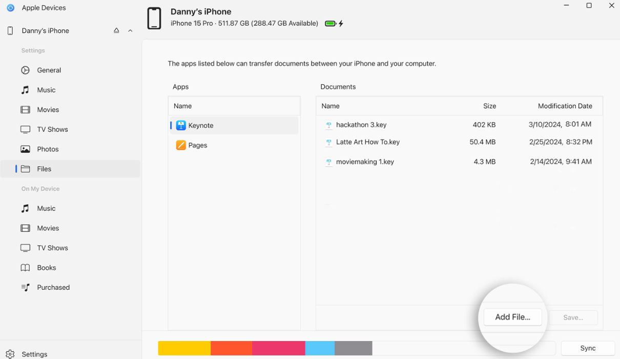 Transférer gratuitement des fichiers iPhone vers PC avec Apple Devices