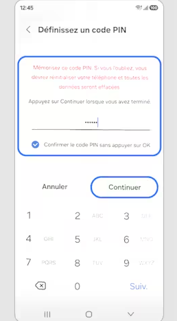 Saisissez un nouveau code PIN