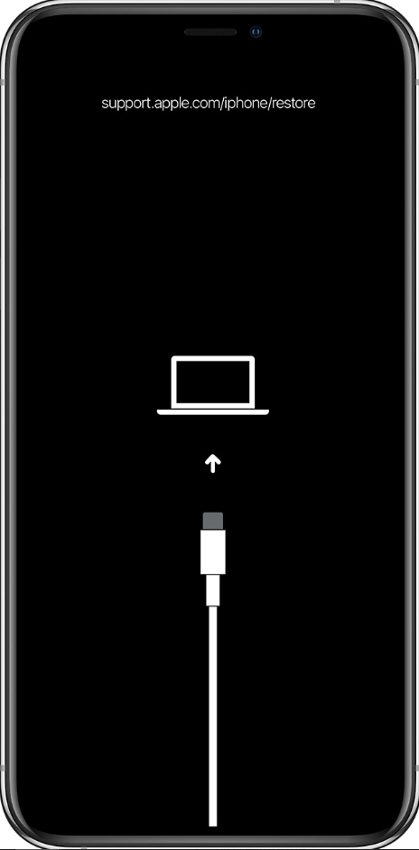 iPhone affichant l’écran du mode récupération