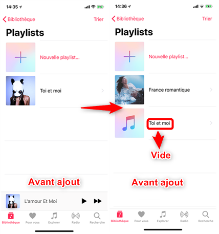 Interface de l’App Musique sur iPhone