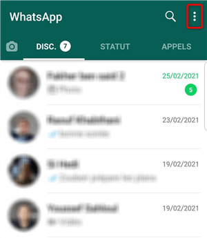 Accès aux paramètres de WhatsApp