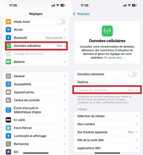 Activer Partage de connexion