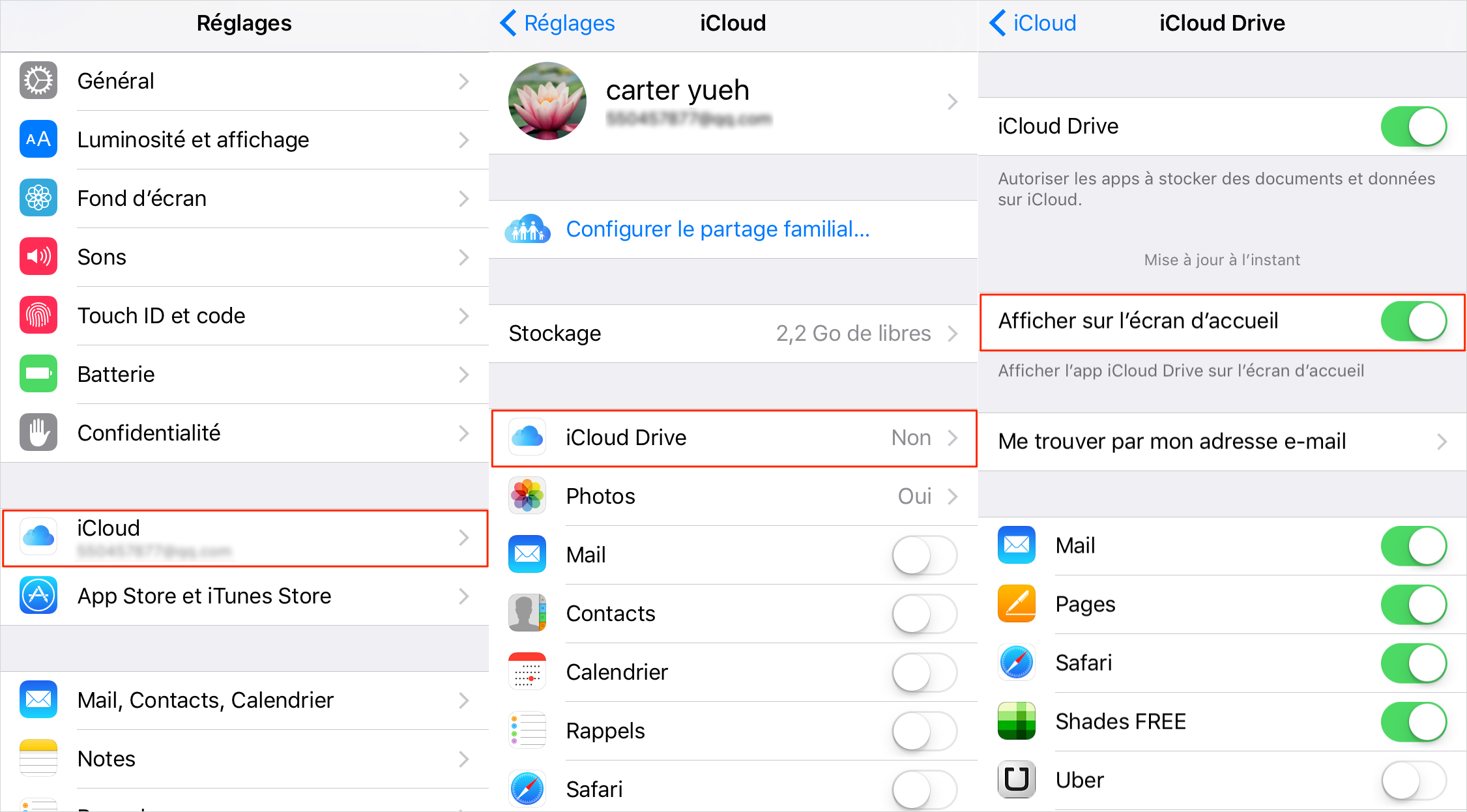 Comment afficher iCloud Drive sur l'écran d'accueil