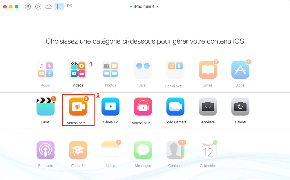 Ajouter des films sur iPad avec AnyTrans - étape 1