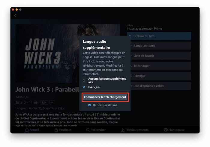 Amazon Prime-Commencer le téléchargement