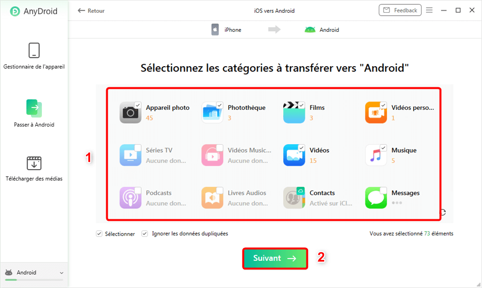 Transférer les fichiers iOS vers Android