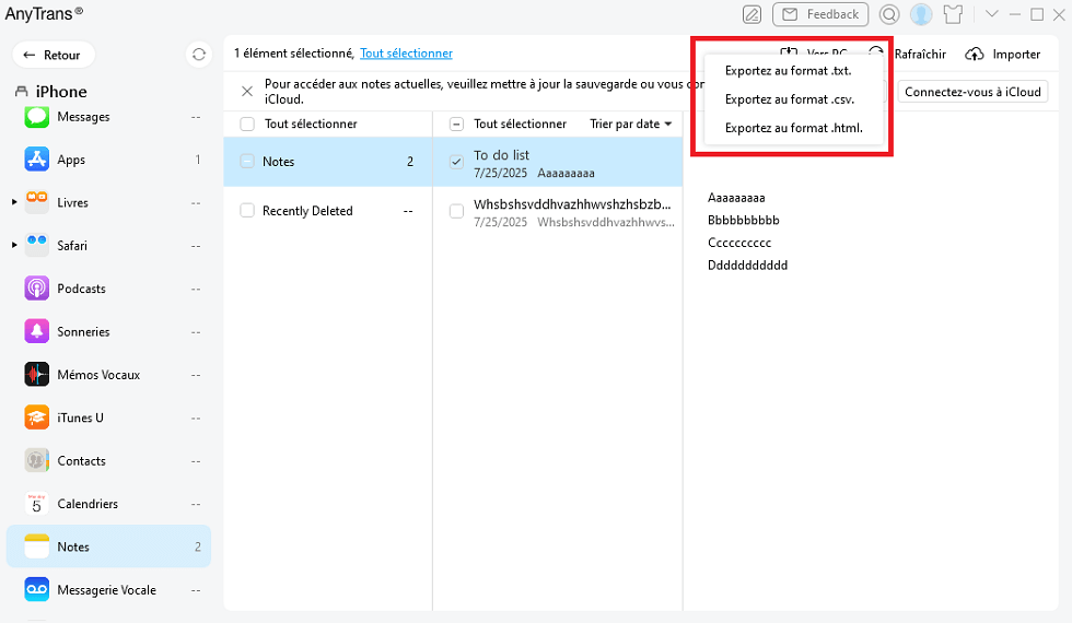Sélectionner le format