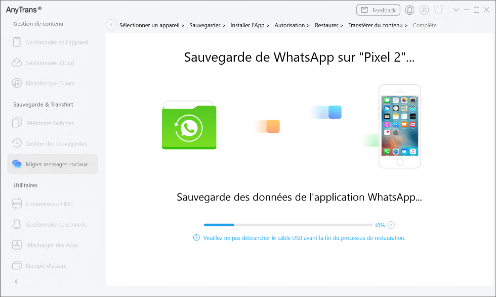 Sauvegarde de WhatsApp sur Android