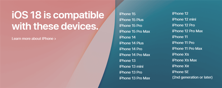 Appareils compatibles avec iOS 18 bêta