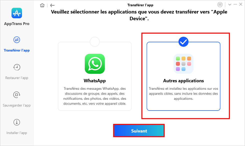 Cliquez sur Autres applications