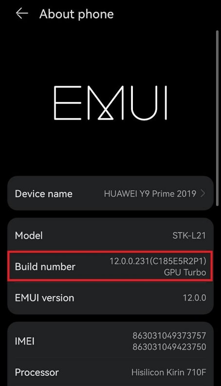 Appuyez sept fois sur le numéro de build