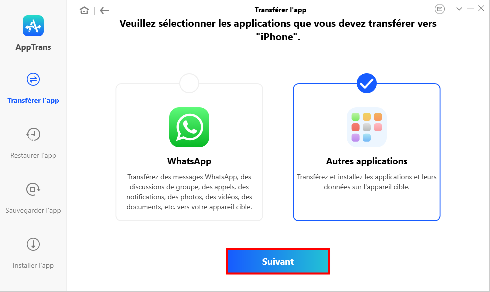 Cliquez sur Autres applications