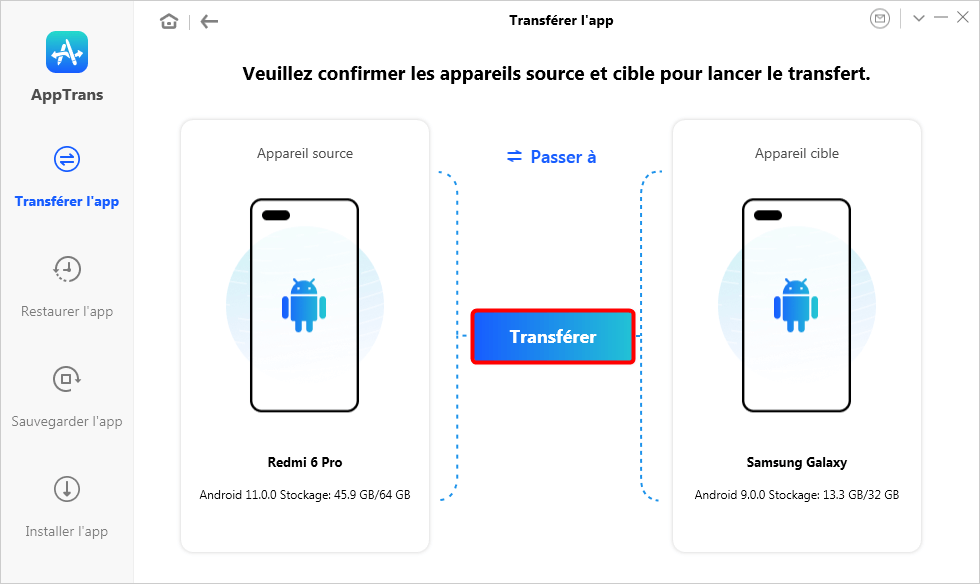 Transférer l'app Android vers Android