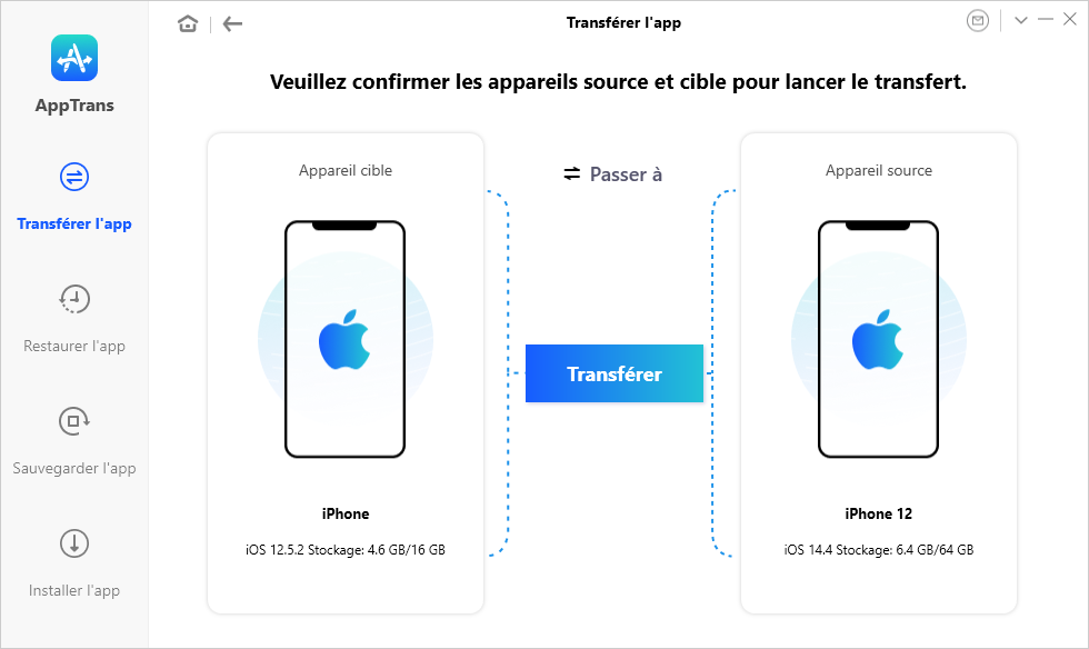 Transférer l'app iPhone vers iPhone