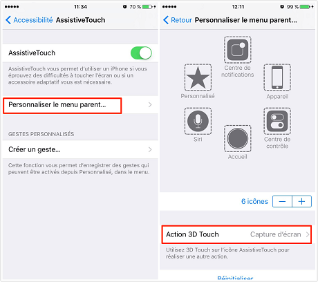 Problème de capture d'écran avec un iPhone sous iOS 13/12/11