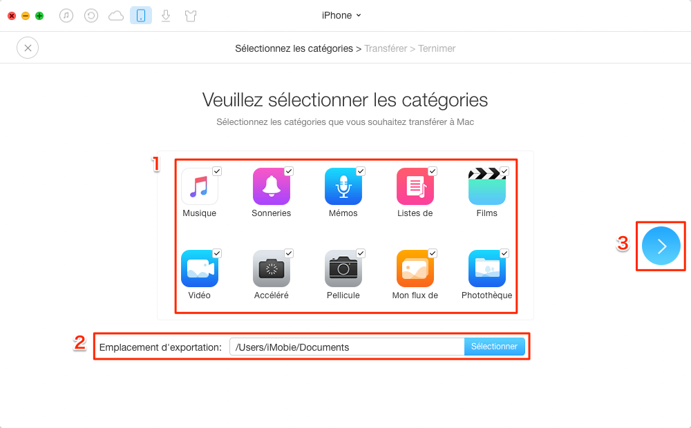 Changer l'emplacement des sauvegardes d'iPhone/iPad – étape 2