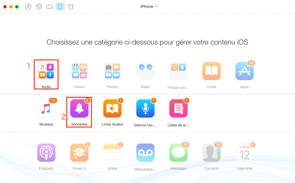 Changer une sonnerie sur iPhone 5- étape 2