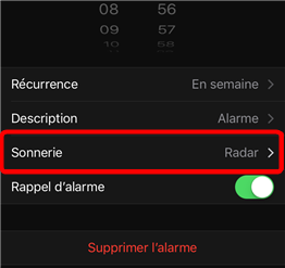Changer la sonnerie du réveil sur iPhone/iPad